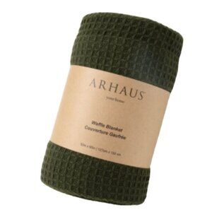 ARHAUS Waffle Knit Throw Blanket - Green
